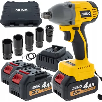 AKUMULÁTOROVÝ RÁZOVÝ UTAHOVÁK 20V RINO BEZKARTÁČOVÝ SILNÝ SET + NÁSTRČNÝ KLÍČ 4AH
