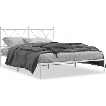 Postel Bílý kovový rám postele 196 x 142 x 90,5 cm s úložným prostorem