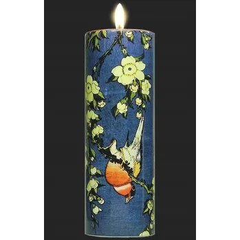 Svícen SVÍCEN NA ČAJOVOU SVÍČKU PARASTONE Pták na větvi podle dřevorytu Hokusai UKIYO-E