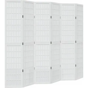 Paraván Paraván do pokoje, 6dílný, bílý, masivní dřevo paulovnie