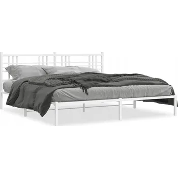 Postel Bílý kovový rám postele o rozměrech 219 x 187 x 90 cm s úložným prostorem