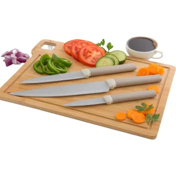 Kuchyňské prkénko BAMBUSOVÁ DESKA 33x24 cm dřevěná na krájení + 3 NOŽE Altom Design