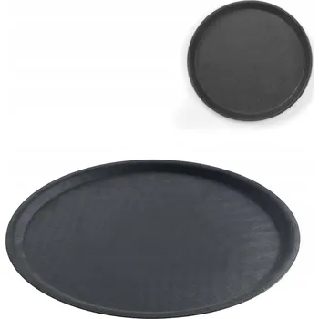 Protiskluzový kulatý servírovací tác prům. 50 cm černý - Hendi 508787