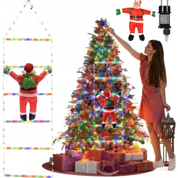 Vánoční dekorace Mikuláš NA ŽEBŘÍKU VÁNOČNÍ OZDOBA DEKORACE BALKON TERASA KOMÍN 97 CM