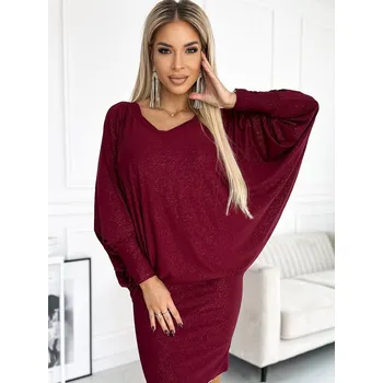 Dámské šaty Luxusní dámské netopýří šaty 402-4 bordó, VELIKOST 2XL/3XL