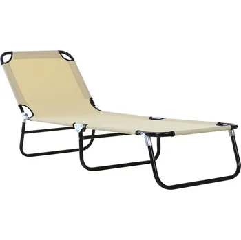 Zahradní lehátko Zahradní lehátko s nastavitelným opěradlem, 188 x 56 x 28 cm | krémové