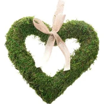 Casa de Engel Závěsné srdce (mech) s růžovou mašlí 0/72