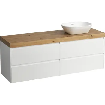 Koupelnový nábytek LAUFEN LANI Modulární sestava 1600, umyvadlová deska 65 mm (.267 divoký dub), s výřezem vpravo, se 4 zásuvkami: zásuvkový element 800 pravý + zásuvkový element 800 levý 1570x495, Multicolour - H4065931129991