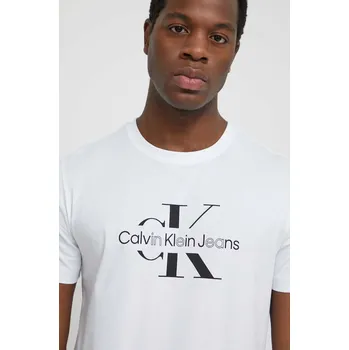 Bavlněné tričko Calvin Klein Jeans J30J325190 bílá 00X, vel. XL