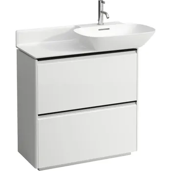 Nábytek LAUFEN BASE Skříňka pod umyvadlo, se 2 zásuvkami, pro umyvadla 813301, 813302, s držákem z tmavého hliníku 770x350, Bílá lesklá - H4030041102611