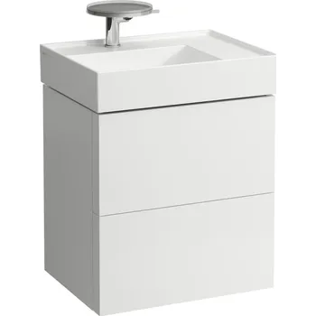 Nábytek Kartell LAUFEN Skříňka pod umyvadlo, se 2 zásuvkami, včetně organizéru, s prostorově úsporným sifonem pro umyvadlo H810334 580x450, Bílá mat - H4075580336401