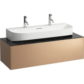 Koupelnový nábytek LAUFEN SONAR Skříňka pod umyvadlo, s 1 zásuvkou, pro umyvadlo H816347,s výřezem uprostřed 1175x455, Měď & nero marquina - H4054610341411