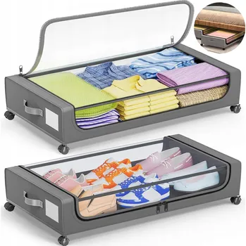 Úložný box ORGANIZÉR ÚLOŽNÝ BOX POD POSTEL NA POVLEČENÍ, DEKU, HRAČKY S KOLEČKY