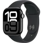 Apple Watch Series 10 GPS + Cellular 42mm Klavírně černý hliník s černým sportovním řemínkem - S/M MWX63QC/A