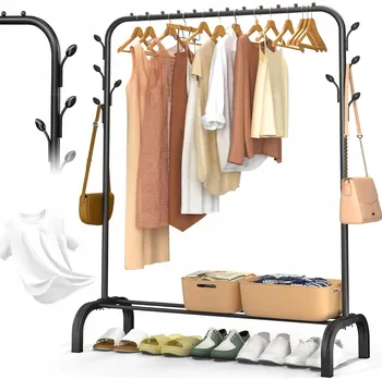 Věšák STABILNÍ KOVOVÝ VĚŠÁK S 8 HÁKY DO LOŽNICE NEBO KANCELÁŘE