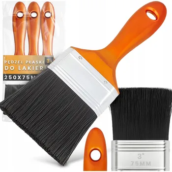 Malířský štětec 3x PLOCHÝ ŠTĚTEC 75 mm Lakýrnický Malířský na Lak Barvy Precizní Z1-T
