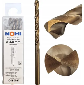 Vrták Vrták do kovu kobaltový 3,8mm HRC CO NOMI pro ocel, plasty, hliník