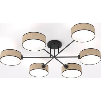 Emibig MAGA 6 RATTAN Stropní svítidlo / stropní svítidlo Černá, hnědá E14 10W MAX LED