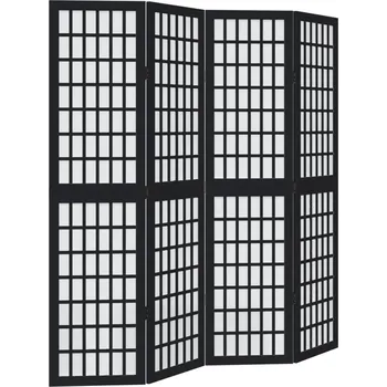 Paraván Paraván pokojový, 4dílný, černý, masivní dřevo paulovnie