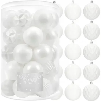 Vánoční dekorace VÁNOČNÍ BAŇKY NA VÁNOČNÍ STROMEČEK BÍLÉ OZDOBY VÁNOČNÍ DEKORACE 8CM 30KS