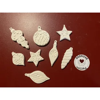 Vánoční dekorace HandMade by JaJa Sádrový odlitek - vánoční ozdoby k zavěšení (8ks)