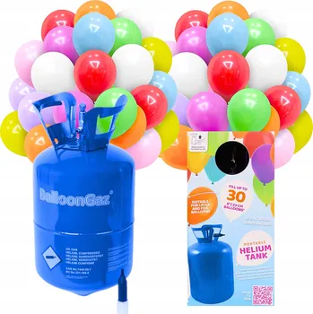 Helium do balónku VELKÁ láhev s HELIEM pro plnění balónků na NAROZENINY + 50 balónků