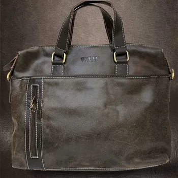 Pánská aktovka Tvujoriginal Velká kožená příruční taška přes rameno hnědá