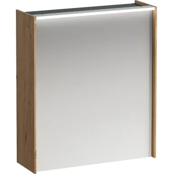 Nábytek LAUFEN LANI Zrcadlová skříňka, 600 mm, 1 dvířka, závěsy dvířek vpravo, s vodorovným LED osvětlením, 2 skleněné poličky, el. zásuvka 620x210, Special colour - H4037321129901