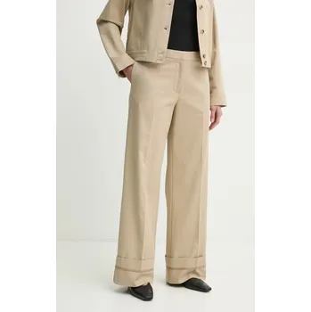 Dámské kalhoty Kalhoty Samsoe Samsoe SAESMELLA dámské, béžová barva, široké, high waist, F25100010 12X, vel. S