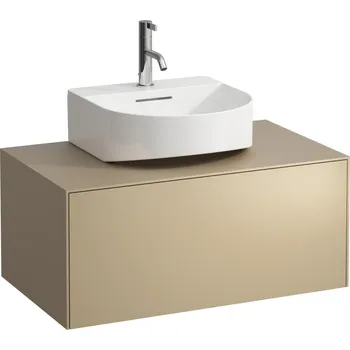 Koupelnový nábytek LAUFEN SONAR Skříňka pod umyvadlo, s 1 zásuvkou, pro umývátka H816341, H816342, s výřezem uprostřed 775x455, Zlatá (lak) - H4054410340401