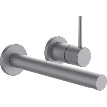 Vodovodní baterie LAUFEN TWINPLUS SLIM Umyvadlová podomítková páková baterie pro 1-bodový Simibox, otočný výtok 195 mm, PVD inox kartáčovaná ocel 1x1, no colour - HF505470423000