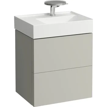 Nábytek Kartell LAUFEN Skříňka pod umyvadlo, se 2 zásuvkami, včetně organizéru, s prostorově úsporným sifonem pro umyvadlo H810335 580x450, Oblázkově šedá - H4075680336411