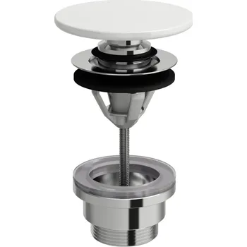 PALOMBA COLLECTION|LAUFEN Odpadní ventil se zátkou click-clack, včetně keramické krytky SaphirKeramik 80x80, Bílá - H8981920000001