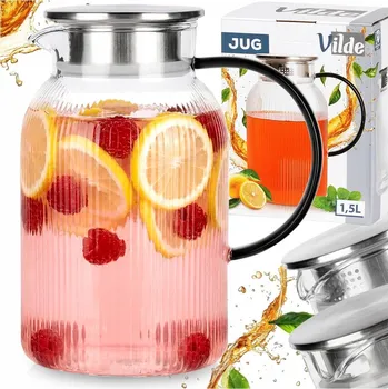 Džbán NA NÁPOJE vodu šťávu limonádu skleněný s víkem 1,5L