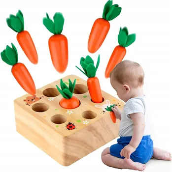 Dřevěná hračka Třídicí hračka – přiřazování mrkviček, dřevěná