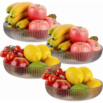 Plastová kulatá mísa 25 cm na ovoce a zeleninu, 4 ks, šedá a kávová barva