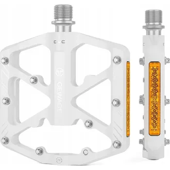 Pedál na kolo GEWAGE Hliníkové platformové pedály s piny, 3 strojní ložiska, MTB, bílé