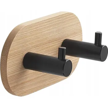 Věšák GEDY HIMALAYA dvojitý háček samolepicí, černá/bambus 1127