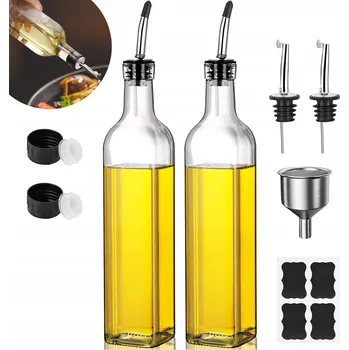 Nádoba na olej a ocet 2x Láhev NA OLEJ OCET s dávkovačem skleněná dávkovač na olej ocet 500ml