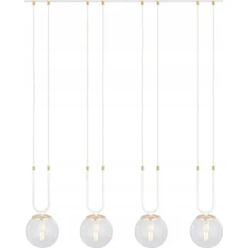 Závěsné svítidlo bílé zlaté skleněné koule do jídelny nad stůl 4 žárovky Emibig