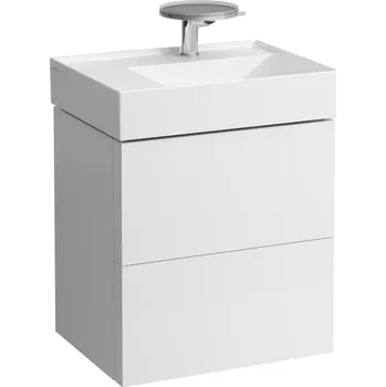 Nábytek Kartell LAUFEN Skříňka pod umyvadlo, se 2 zásuvkami, včetně organizéru, s prostorově úsporným sifonem pro umyvadlo H810335 580x450, Bílá mat - H4075680336401