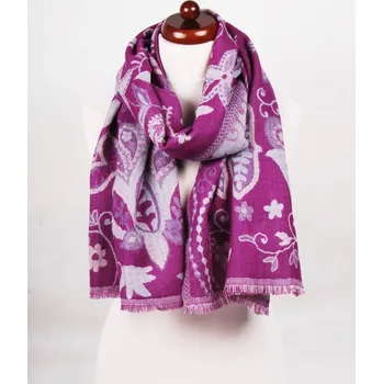 Šála Šála z merino vlny fialová se světle modrou