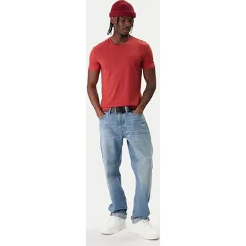 Pánské tričko Tommy Jeans T-Shirt Jaspe DM0DM20363 Červená Slim Fit XS