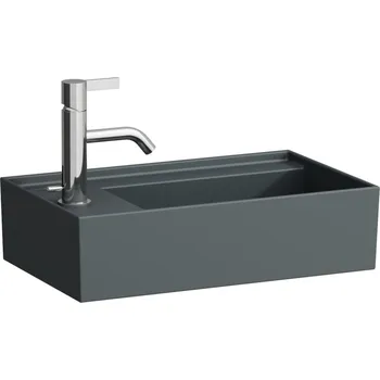 Umyvadlo Kartell LAUFEN Umyvátko, asymetrické, se skrytým opadem, s armaturní deskou vlevo 460x280, Grafit mat - H8153357581121