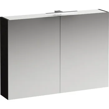 Nábytek LAUFEN BASE Zrcadlová skříňka, osvětlení, el.zásuvka EU IP 44 1000x185, Tmavěhnědý jilm - H4028521102631