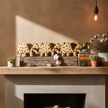 Slon 3 Sloni dekorace - věšák / dřevo 80cm