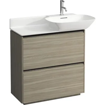 Nábytek LAUFEN BASE Skříňka pod umyvadlo, se 2 zásuvkami, pro umyvadla 813301, 813302, s držákem z tmavého hliníku 770x350, Světlý jilm - H4030041102621