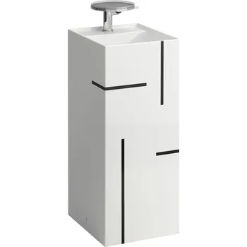 LAUFEN Kartell LAUFEN Volně stojící umyvadlo, se speciálním skrytým vývodem 375x435, Linkovaný vzor, černá - H811331D021121