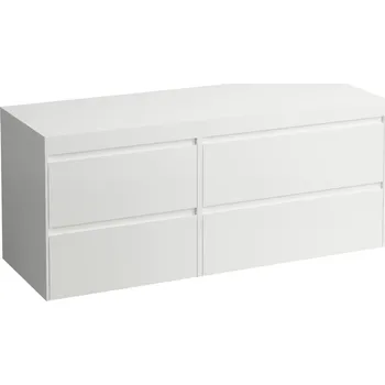 Koupelnový nábytek LAUFEN LANI Modulární sestava 1400, umyvadlová deska 65 mm (.260 bílá mat), bez výřezu, se 4 zásuvkami: zásuvkový element 800 pravý + zásuvkový element 600 levý 1370x495, Bílá mat - H4045811122601