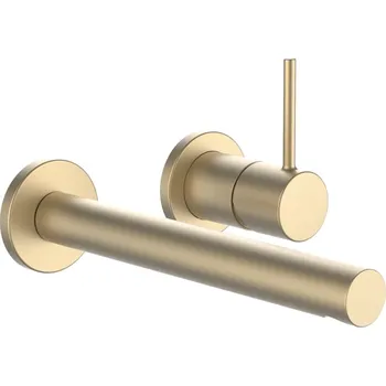 Vodovodní baterie LAUFEN TWINPLUS SLIM Umyvadlová podomítková páková baterie pro 1-bodový Simibox, otočný výtok 195 mm, PVD světle zlatá matná 1x1, no colour - HF505470462000